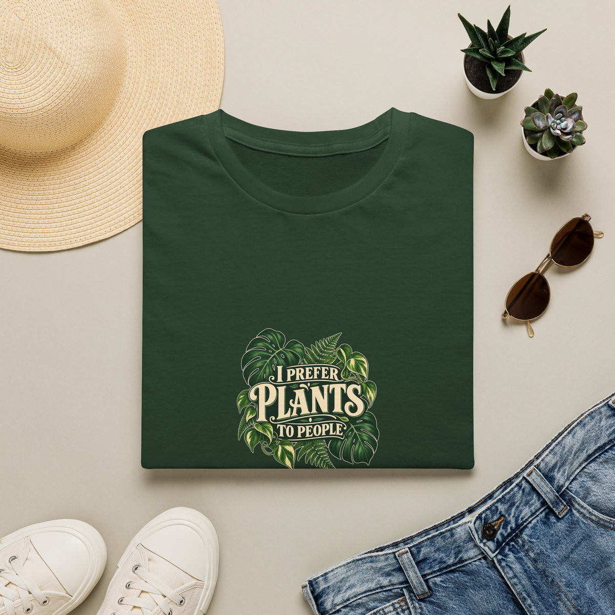 I Prefer Plants to People - Forest Green T-Shirt
