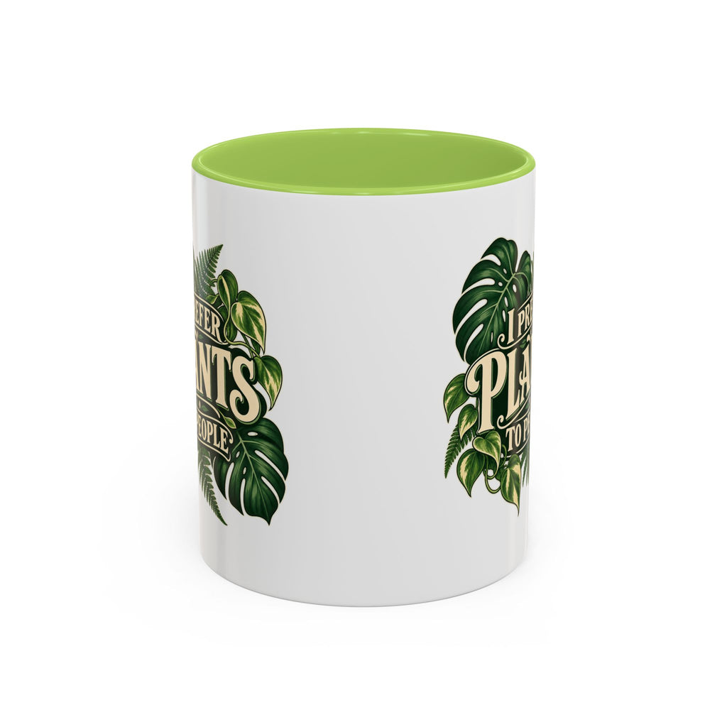I Prefer Plants to People - Green Accent Mug