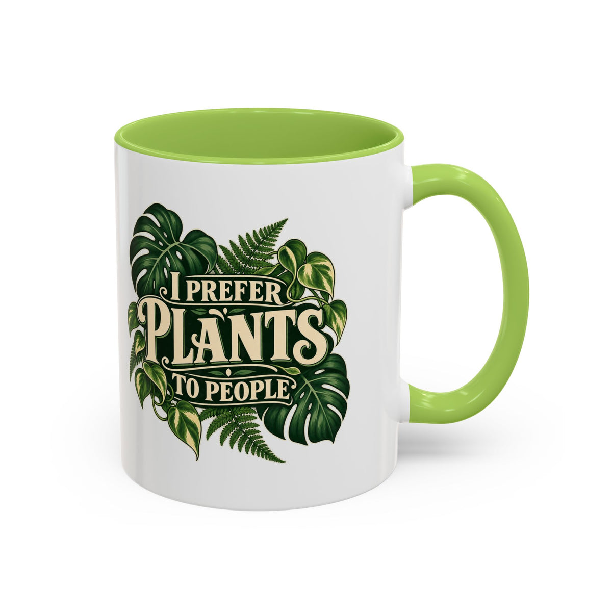 I Prefer Plants to People - Green Accent Mug