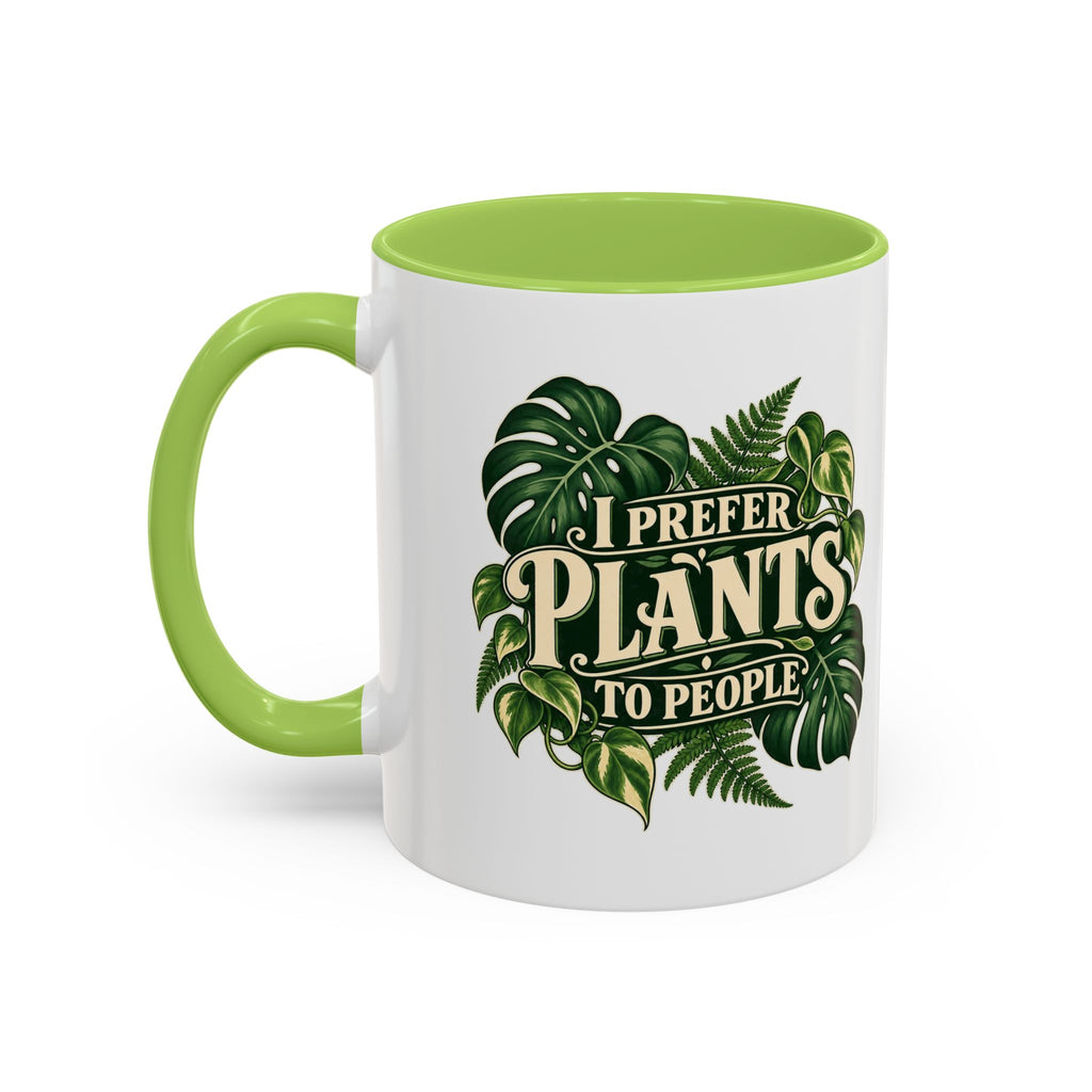 I Prefer Plants to People - Green Accent Mug