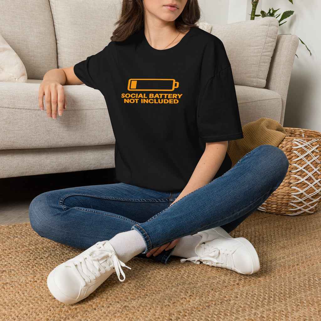 Social Battery Not Included - Black T-Shirt